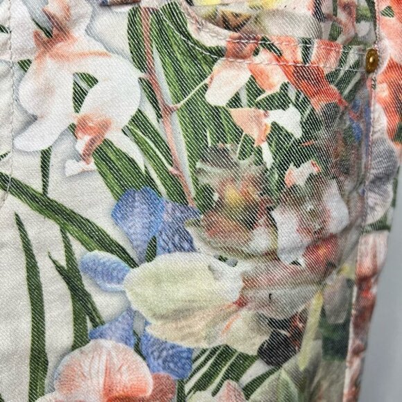 7 For All Mankind Cropped Floral Print Skinny Jeans Size 25 - Picture 4 of 10